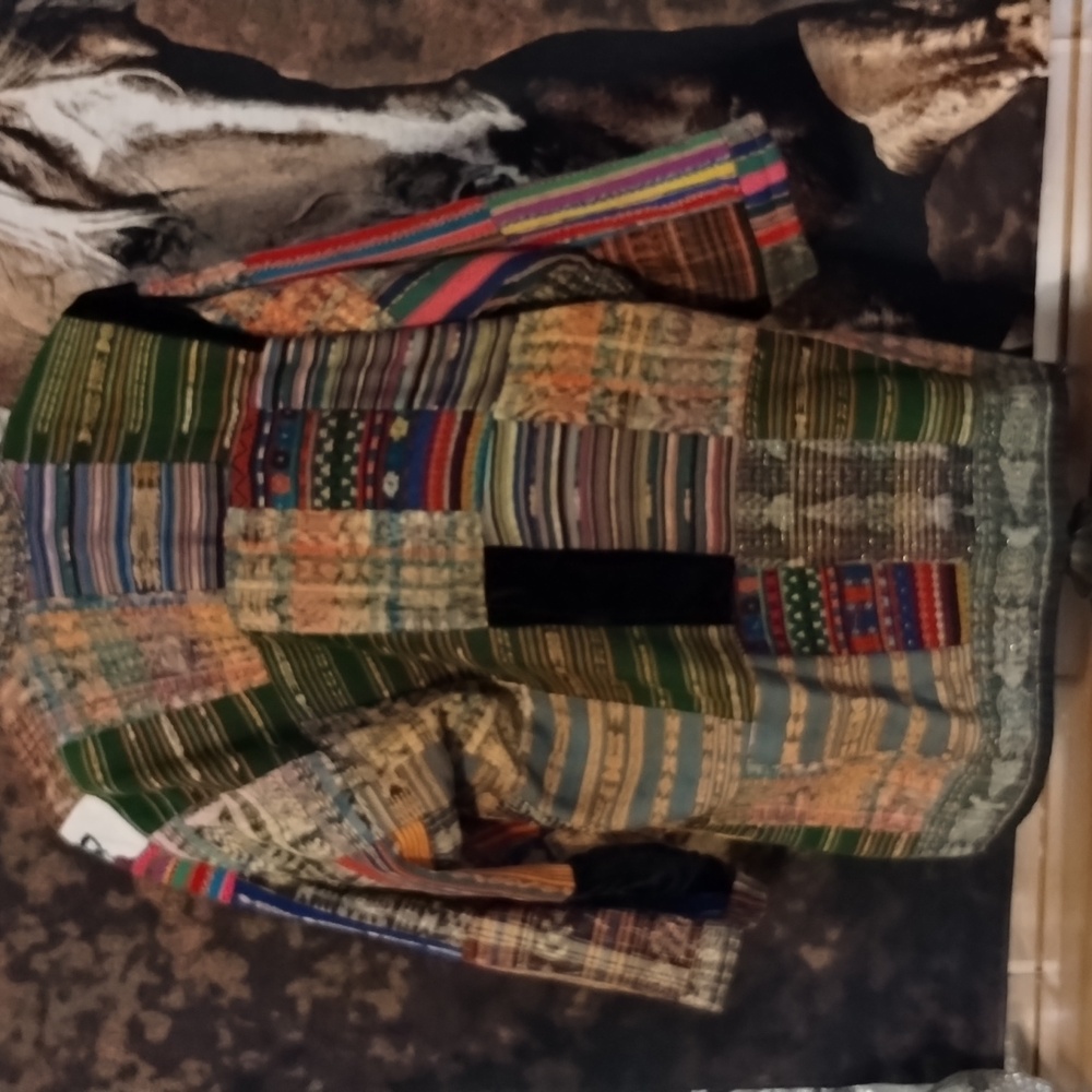 Colorful Patchwork Open Front Jacket - image 2